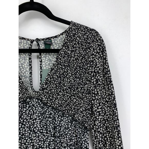 Wild Fable Women's Size Small Micro Floral Print Black White A -Line NWT - Picture 2 of 6